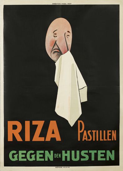 Riza Pastillen Gegen den Husten, black poster