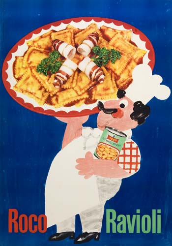 Roco Ravioli, blue poster, pasta