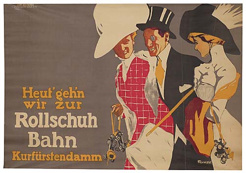 Rollschuh Bahn, grey poster