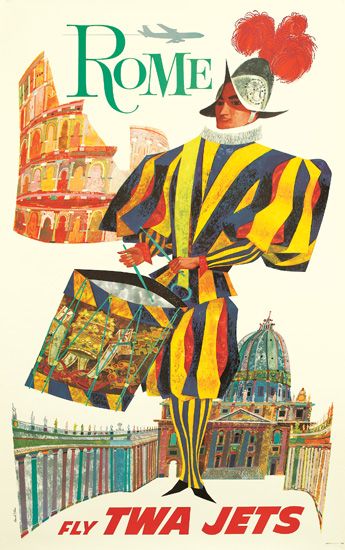 Rome Fly TWA Jets, man in blue and yellow stripes