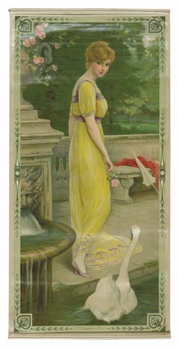 Long poster, woman in yellow