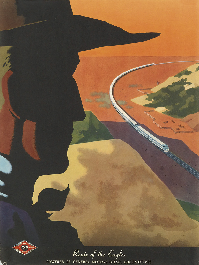 Route of the Eagles, man in cowboy hat, silver train