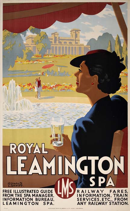 Royal Leamington Spa, woman in blue with a glass