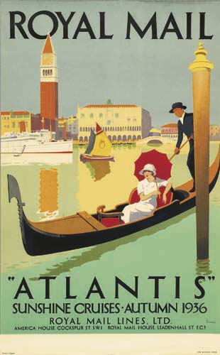 Royal Mail Atlantis Sunshine Cruises Autumn 1936, woman in gondola