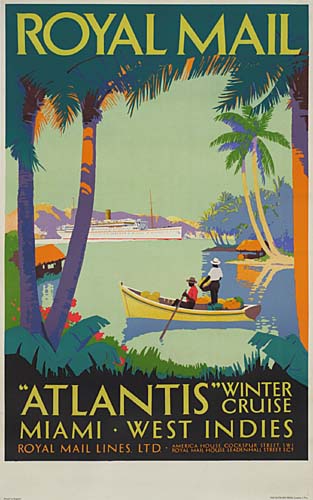 Royal Mail Atlantis Winter Cruise, Miami, West Indies, men in boat