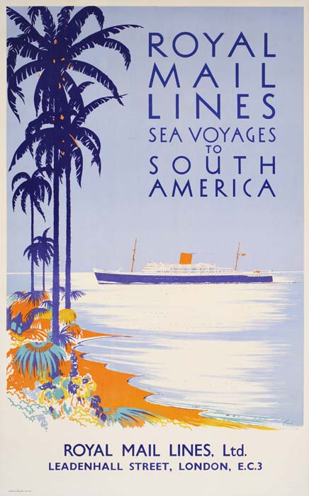 Royal Mail Lines Sea Voyages, South America, palm trees