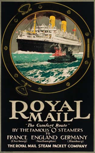 Royal Mail France England Germany, black poster