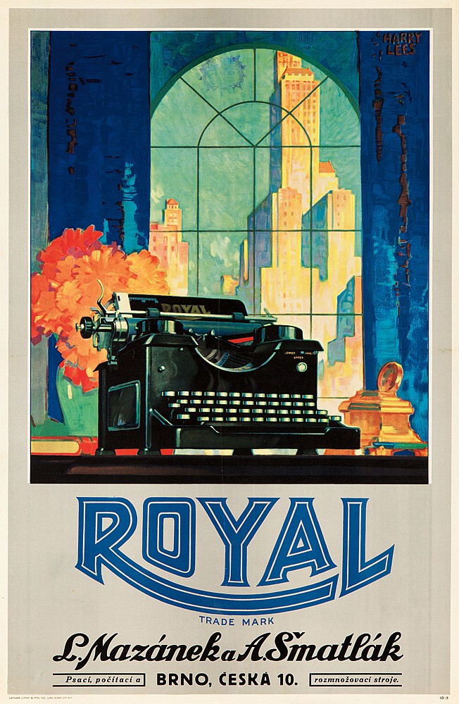 Royal Trade Mark L. Mazanek a A. Smatlak, black typewriter