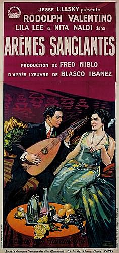Arenes Sanglantes, long poster, woman in blue dress