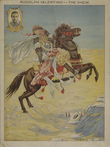 Rudolph Valentino, The Sheik, woman on a horse