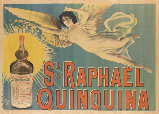 St. Raphael Quinquina, blue poster, angel