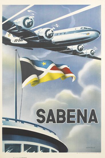Sabena, white plane, flag