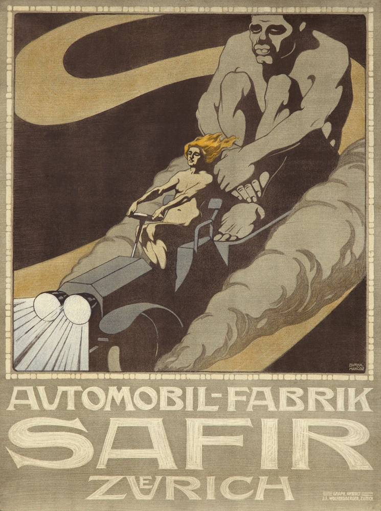 Automobil Fabrik Safir e Zurich, nude woman driving