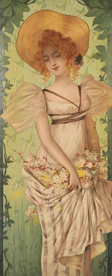 Long poster, woman in white