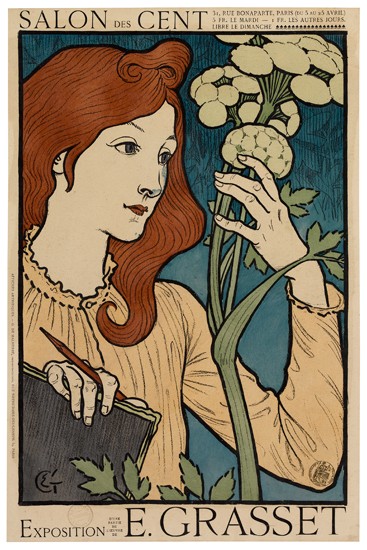 Salon des Cent, E. Grasset, woman in yellow with flowers
