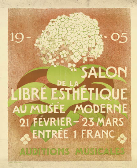 Salon de la Libre Esthetique, pink poster, flowers