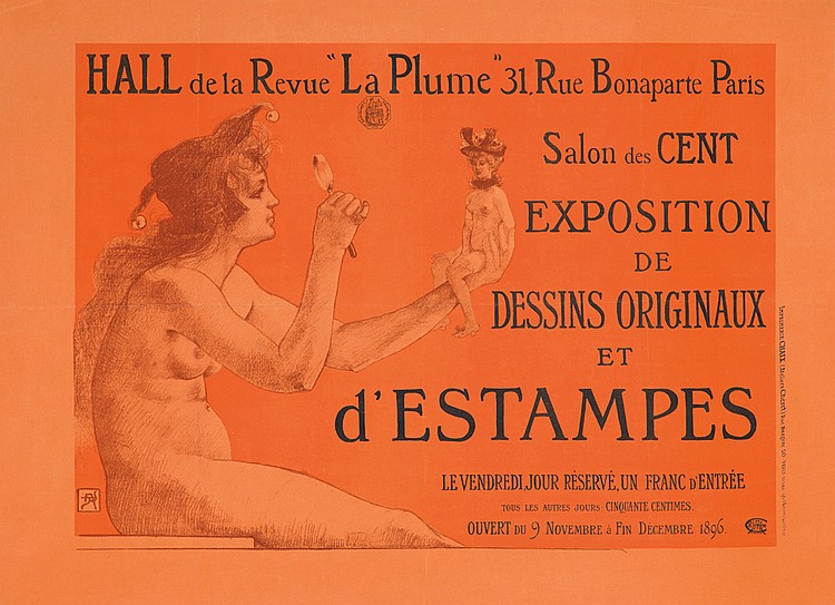 Hall de la Revue la plume, Salon des Cent, d’estampes, orange poster