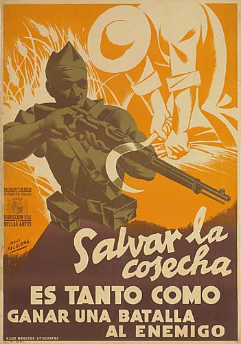Salwar la cosecha, es tanto como, yellow poster, soldier shooting