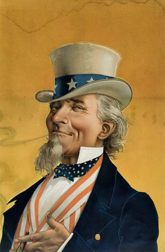 Uncle Sam, yellow poster,