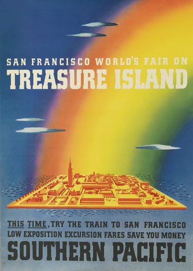 San Francisco World’s Fair Treasure Island, Southern Pacific, rainbow