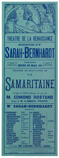 Sarah Bernhardt Samaritaine, long blue poster