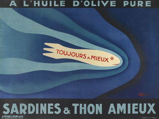 Sardines and Thon Amieux, blue poster