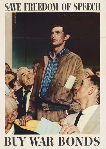 Save Freedom of Speech, Buy War Bonds, man speaking