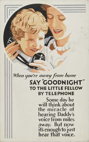 Say Goodnight to the Little Fellow by Telephone, white poster