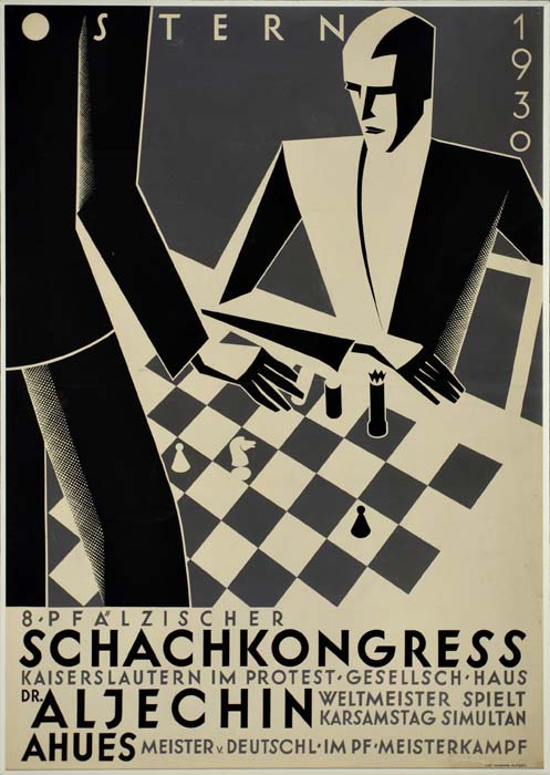 Schachkongress Aljechin, men play checkers