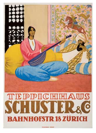 Teppichhaus Schuster and Co, woman in pink, guitar