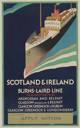 Scotland and Ireland, black ship, Apply Within