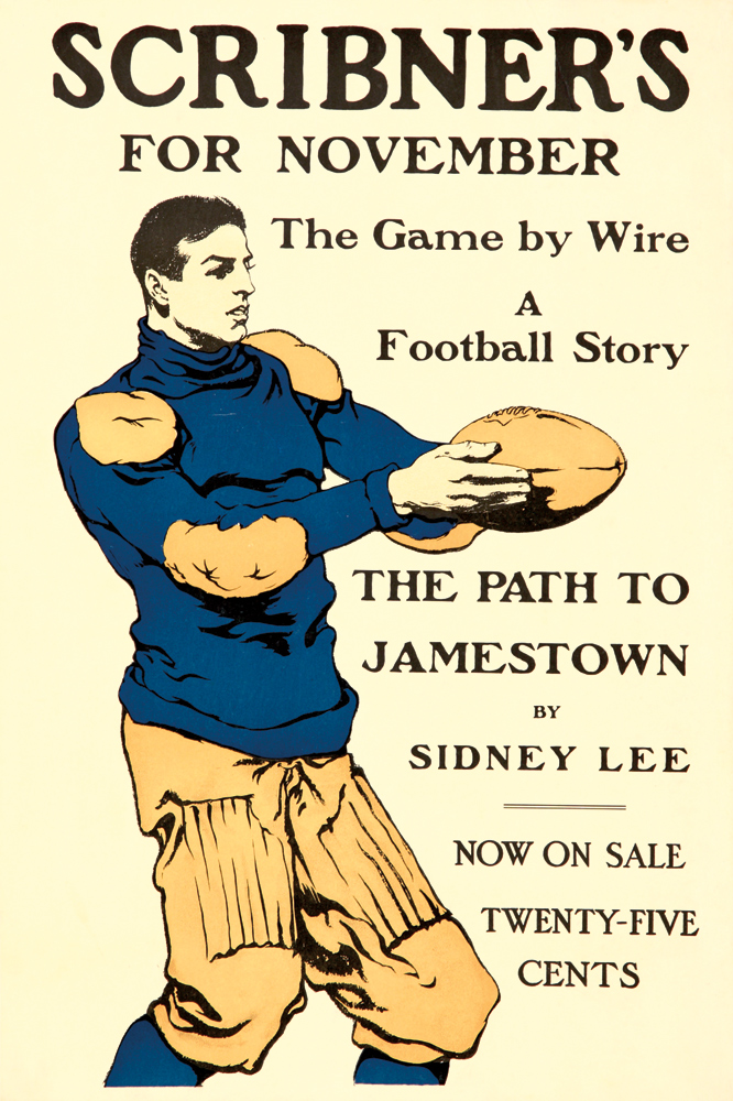 Scribner’s for November The Game by Wire, A Football Story, athlete in blue