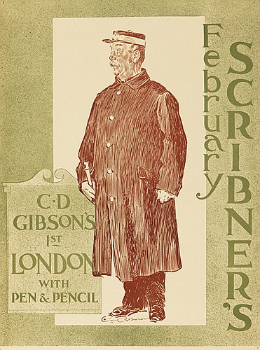 CD Gibson’s 1st London with Pen and Pencil, February Scribner’s, green poster