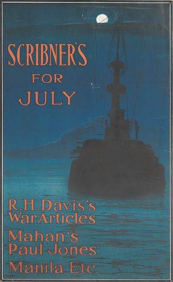 Scribner’s for July, blue poster, ship