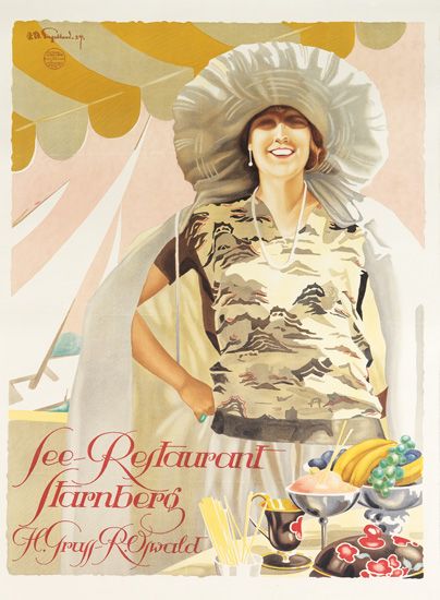 See Restaurant Starnberg, woman in white hat