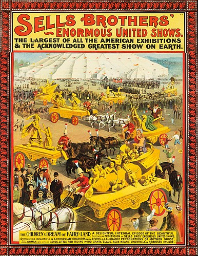 Sells Brothers’ Enormous United Shows, yellow carts