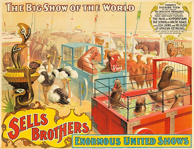 Sells Brothers Enormous United Shows, The Big Show of the World, animals
