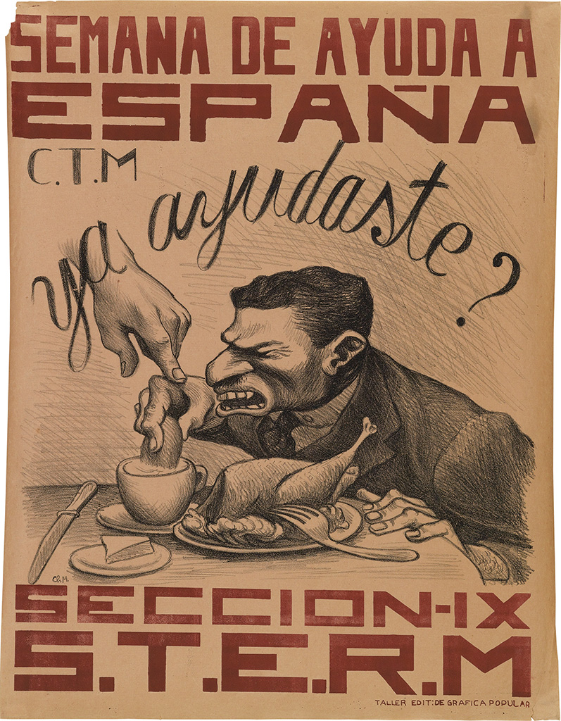 Semana de Ayuda a Espana Seccion IX S.T.E.R.M., sketch of man eating a meal