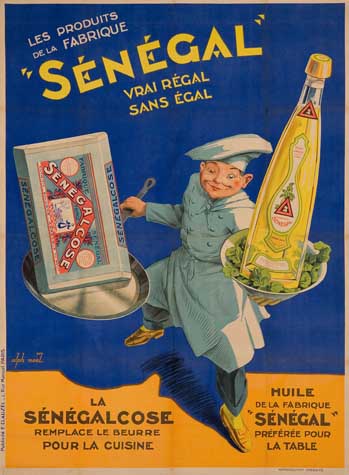 Les Produits de la Fabrique Sengal, blue poster, yellow bottle