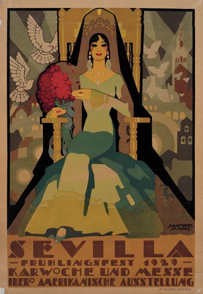 Sevilla Fruhlingsfest 1929 Karwoche und Messe, woman in blue