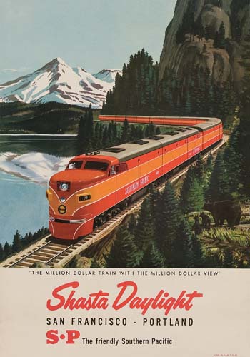 Shasta Daylight, red train