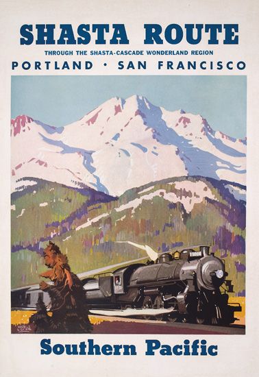 Shasta Route Southern Pacific, black train