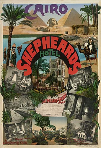 Cairo, Shepheards Hotel, pyramids