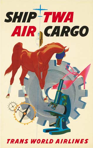 Ship TWA Air Cargo, Trans World Airlines, horse, gears