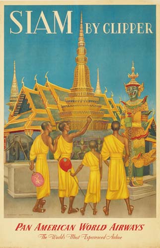Siam by Clipper, Pan American World Airways, men in yellow