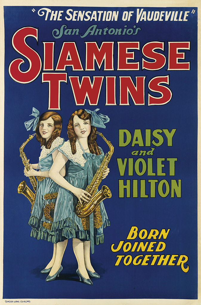 Siamese Twins, blue poster, Daisy and Violet Hilton