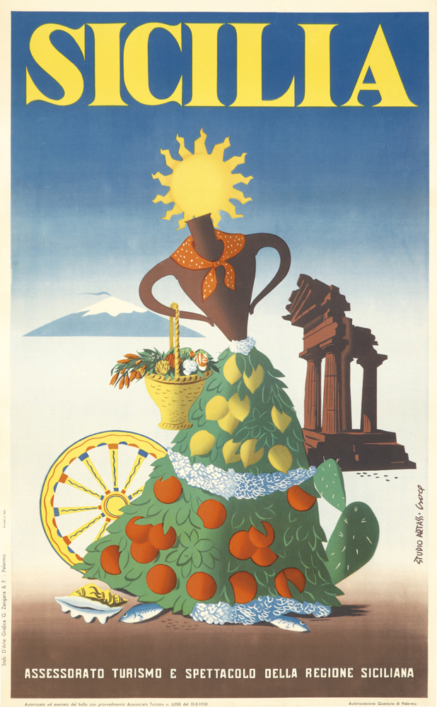 Sicilia, woman in green skirt