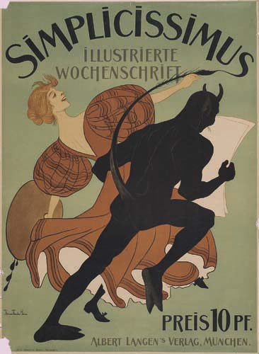 Simplicissimus, woman in brown, black devil