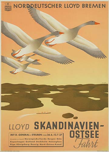 Lloyd Skandinavien Ostsee Fahrt, geese flying