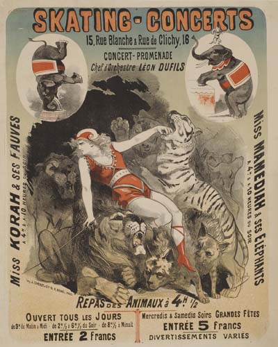 Skating de la Rue Blanche, blue poster, woman in white